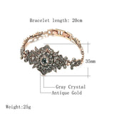 Inlay Gray Crystal Vintage Bracelets for Woman Antique Boho Style Ethnic Bride
