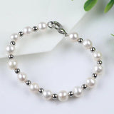 7-8mm Freshwater Pearl Bracelet with Stainless Steel Balls