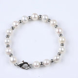 7-8mm Freshwater Pearl Bracelet with Stainless Steel Balls
