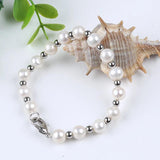 7-8mm Freshwater Pearl Bracelet with Stainless Steel Balls