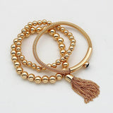 Metal Bracelets Set Women Beads Tassel Chain Jewelry C1317