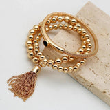 Metal Bracelets Set Women Beads Tassel Chain Jewelry C1317
