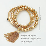 Metal Bracelets Set Women Beads Tassel Chain Jewelry C1317