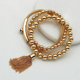 Metal Bracelets Set Women Beads Tassel Chain Jewelry C1317