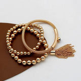 Metal Bracelets Set Women Beads Tassel Chain Jewelry C1317