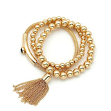 Metal Bracelets Set Women Beads Tassel Chain Jewelry C1317