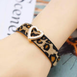 Punk Leopard Leather Bracelet LOVE Wide Wrap Bracelet
