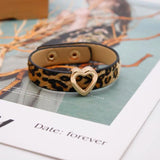 Punk Leopard Leather Bracelet LOVE Wide Wrap Bracelet