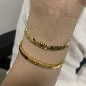 5MM Snake Bracelets for Women Girls Herringbone Link Chain Bangle
