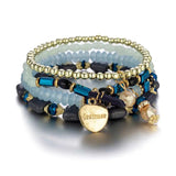 Bohemia Multi-layer Heart Crystal Beads Bracelet Women Elastic Bangle