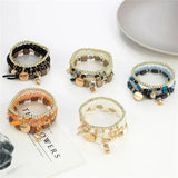 Bohemia Multi-layer Heart Crystal Beads Bracelet Women Elastic Bangle