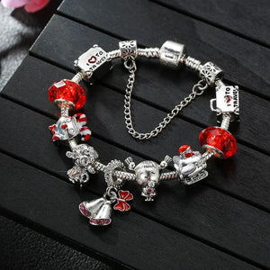 Christmas Charm Bracelet with Lucky Bead Pendant Chain