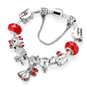 Christmas Charm Bracelet with Lucky Bead Pendant Chain