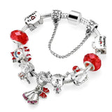 Christmas Charm Bracelet with Lucky Bead Pendant Chain