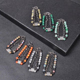 Malachite Stone Beaded Bracelet with Stainless Steel Chain Double Layer