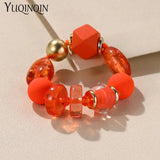Colorful Beaded Chain Link Bracelet