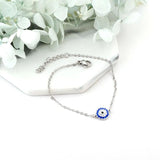 Stainless Steel Colorful Cubic Zirconia Eye Round Pendant Chain Bracelet