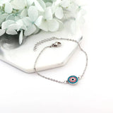 Stainless Steel Colorful Cubic Zirconia Eye Round Pendant Chain Bracelet