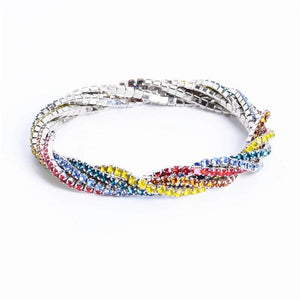 Colorful Crystal Bracelet 5-Row Rhinestone Wristband For Girls