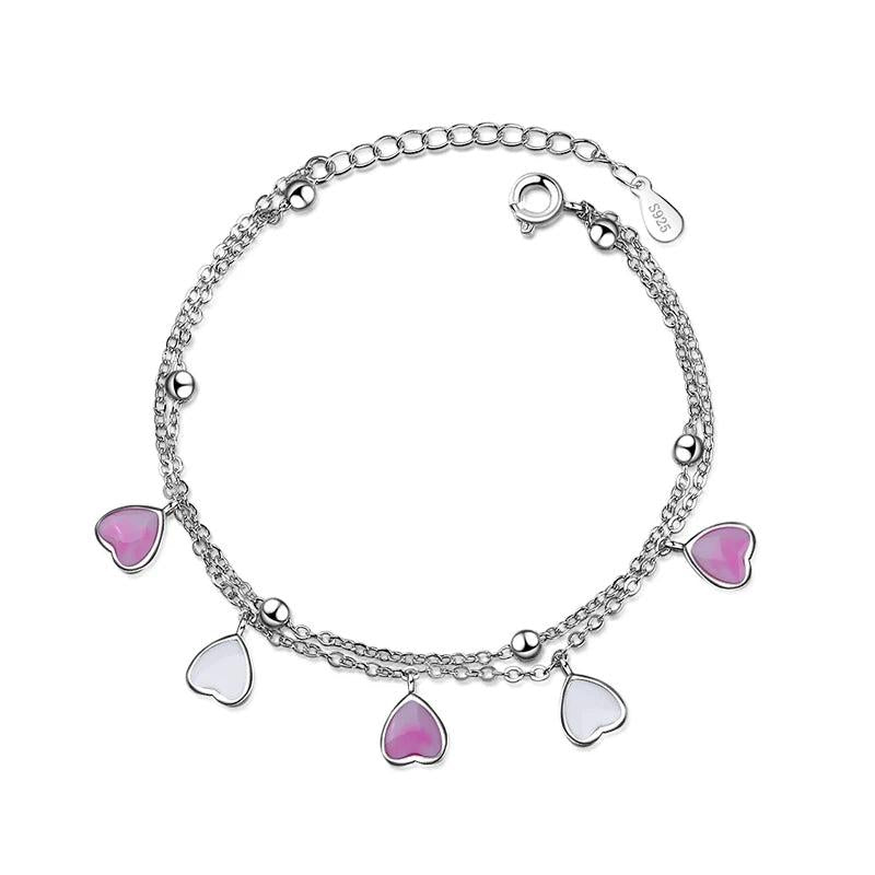 Enamel Love Heart Bracelet for Women Multilayer Chain Jewelry