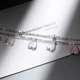 Enamel Love Heart Bracelet for Women Multilayer Chain Jewelry