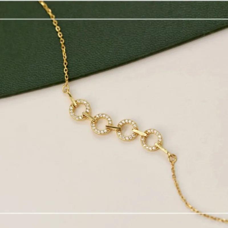 Zircon Circle Bracelet for Women, Geometric Design