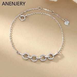 Zircon Circle Bracelet for Women, Geometric Design
