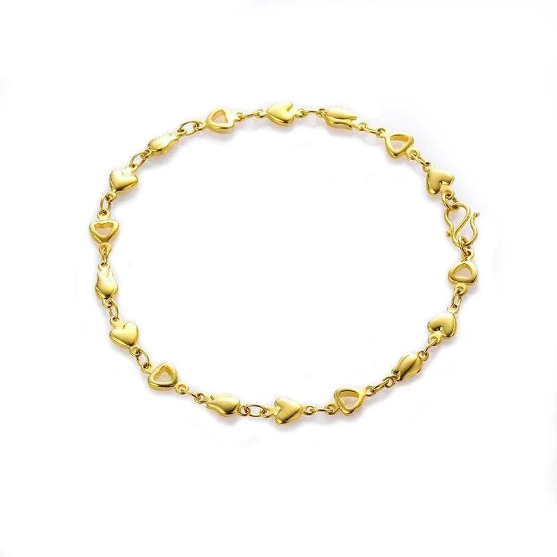 24K Pure Heart Bracelet for Lady 21cm*5mm