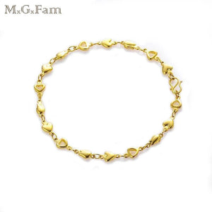 24K Pure Heart Bracelet for Lady 21cm*5mm