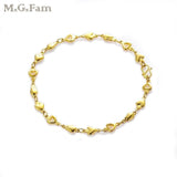 24K Pure Heart Bracelet for Lady 21cm*5mm