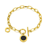 Vintage Roman Numerals Charm Bracelet Stainless Steel Acrylic Chain FB21046
