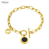 Vintage Roman Numerals Charm Bracelet Stainless Steel Acrylic Chain FB21046