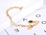 Vintage Roman Numerals Charm Bracelet Stainless Steel Acrylic Chain FB21046