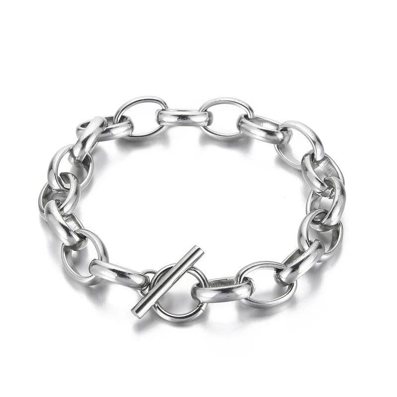 DICOTICO Stainless Steel Link Bracelet Women O Chain Hiphop/Rock Party Jewelry