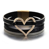 Leopard Print Leather Wrap Bracelet with Heart Charm