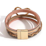 Leopard Print Leather Wrap Bracelet with Heart Charm