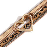 Leopard Print Leather Wrap Bracelet with Heart Charm