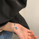 LUCKY Pendant Stainless Steel Bracelet Cuban Link Chain Men's Jewelry