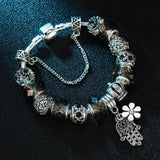 Glazed Crystal Pendant Silver Plated Bracelet