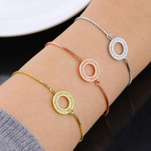 CZ Crystal Hollow Circle Chain Bracelet for Women