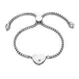 Titanium Stainless Steel Heart Charm Bracelet for Women Girls Rose Plated