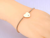 Titanium Stainless Steel Heart Charm Bracelet for Women Girls Rose Plated