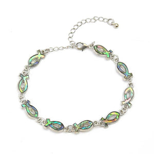 Abalone Shell Religious Bangle Bracelet