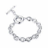 Men's 925 Silver Charm Thick Chain Bracelet