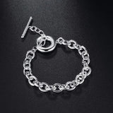 Men's 925 Silver Charm Thick Chain Bracelet