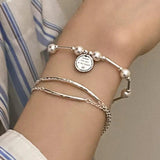 Pearl Round Tag Chain Bracelet for Women Ins Light Hand Jewelry