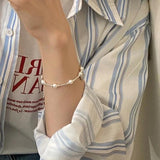 Pearl Round Tag Chain Bracelet for Women Ins Light Hand Jewelry