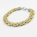 Men's Stainless Steel Byzantine Bracelet Silver/Gold 21.5cm