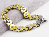 Men's Stainless Steel Byzantine Bracelet Silver/Gold 21.5cm