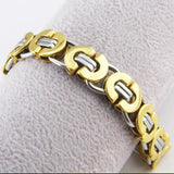 Men's Stainless Steel Byzantine Bracelet Silver/Gold 21.5cm